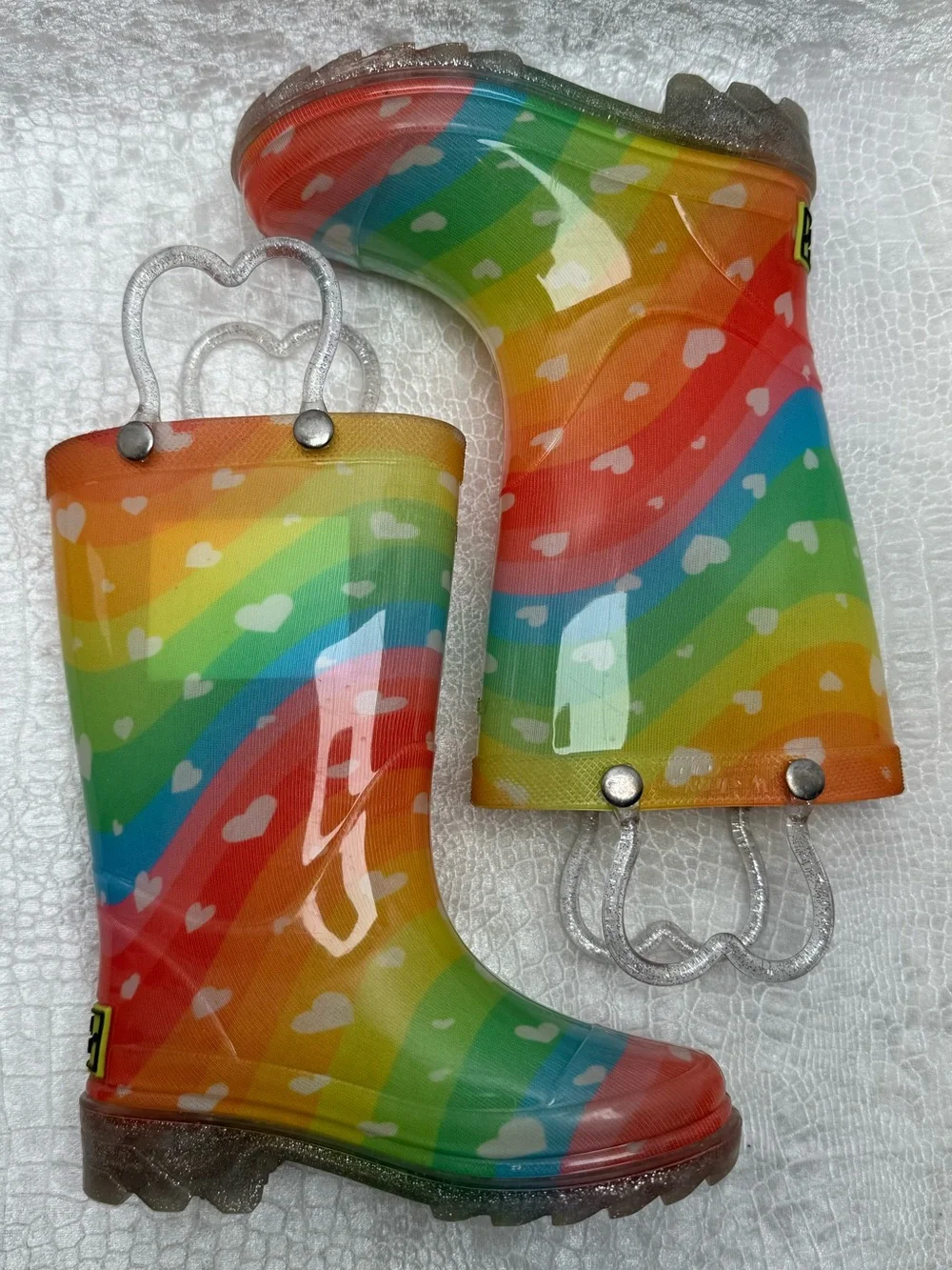Western Chief Heart Waves Multi Color Lighted Rain Boots, infant sz 6
